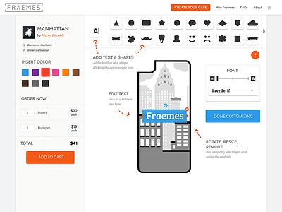 Fraemes Customization UI 3d printed customization fraemes iphone cases product design ui webapp webapp design