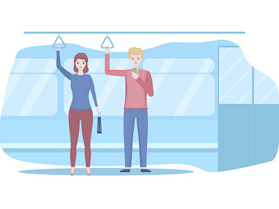 in metro blue design girl graphic illustrator man metro red train vektor woman