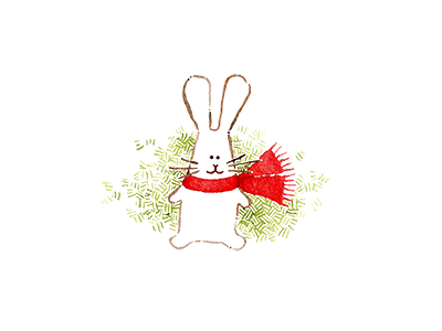 Winter Rabbit hand drawn stationery watercolor