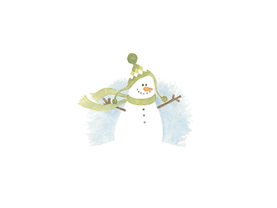 Snowman hand drawn stationery watercolor