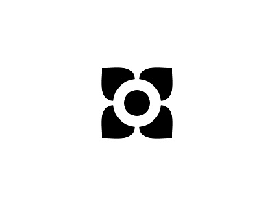 Flower abstract black and white bold decorative flower icon logo minimalism shapes simple vector
