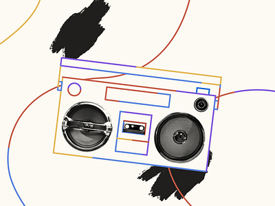 Boom! 01 animation boom boom box collage illustration playful stroke texture