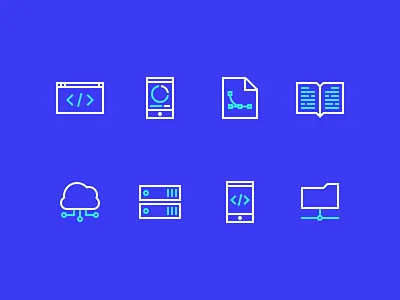 Technology Line Icons big data cloud computing cloud storage coding culture design icon line mobile technology user experience