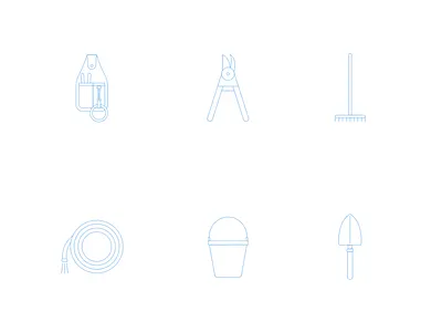 Gardening Tools Icons garden gardening graphic designer hose icons plants pruners rake bucket tools trowel