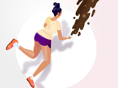 Morning Comma Coffee. coffee girl illustration lifestyle nike pastel people person run sports