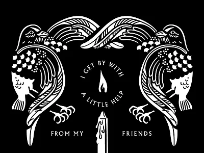 Get By With A Little Help bird candle feather fire flame wing