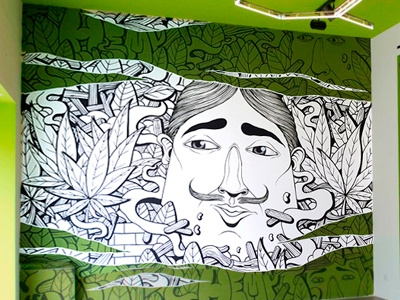 Hemp Henbassy characters ganja green nature street art white