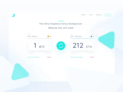 Cryptocurrency Comparison App app bitcoin conversion crypto cryptocurrency ethereum landing mint page website