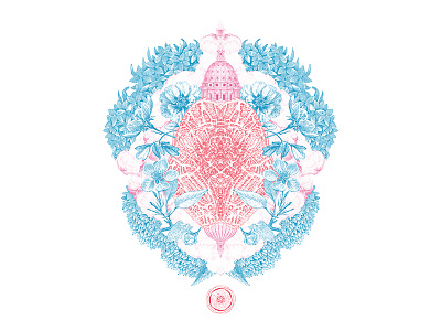 State of mind {WIP #4} cloud collage cyan flower leaf map pink red symetry