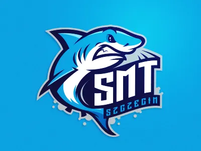 Shark brand e sport identity logo mascot shark shield sport sports