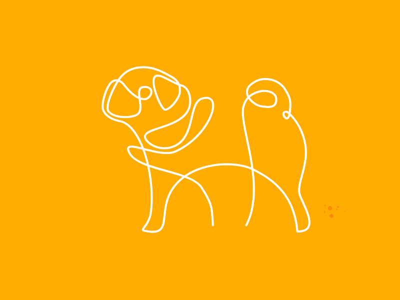 One-Line Pug - Walk cycle cycle dog line lineart monoline one line pug walk walkcycle