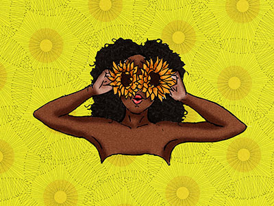 A motherf*cking ray of sunshine drawing flowers girl illustration pattern sunflowers