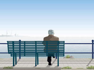 Looking out to sea art digital art dublin harbour illustration illustrator ireland old man sea sky texture vector