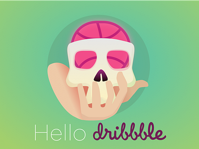 Hello Dribbble brain debut erudito hamlet hello invitation skull thanks