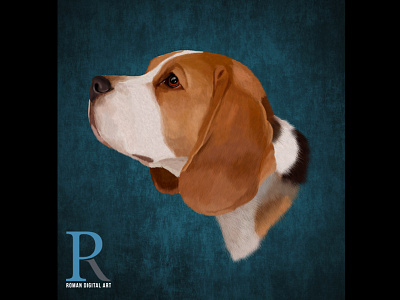 Beagle On Dribbble art beagle digital high detail illustration painting photoshop portrait print print on demand t shirt print wall decor