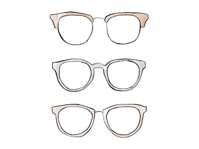 Three Glasses eyes glasses illustration mood painted painting simple style