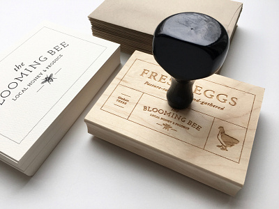 The Blooming Bee Logo bee bees branding egg stamp fresh eggs homestead logo modern farm packaging