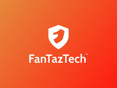 Fantaztech Logo app brand identity branding colors logo orange shield