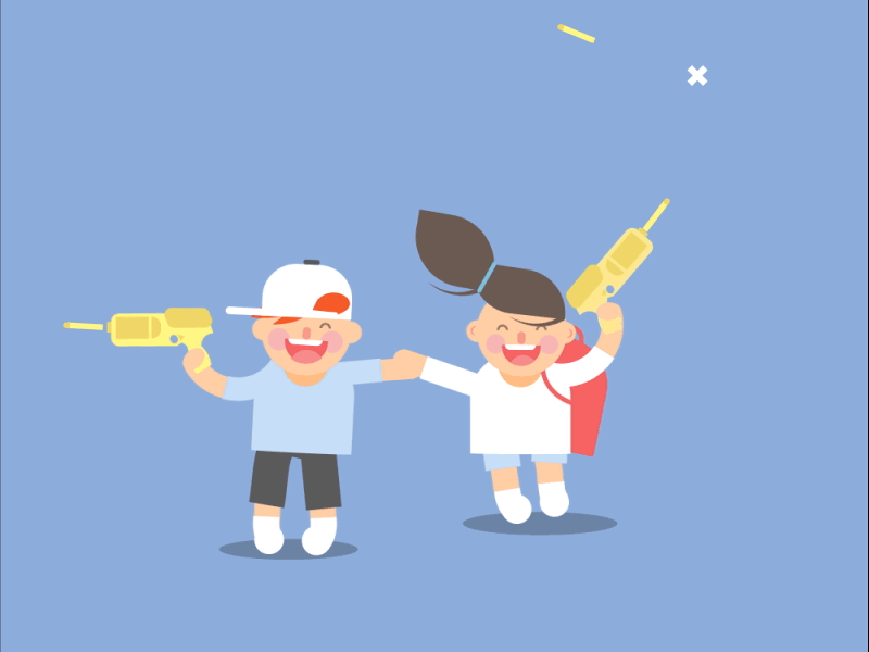 Shooting Day after animation bold effects graphics gun illustrator jump kids play