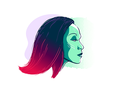 Gamora face gamora guardiansofthegalaxy illustrator side profile wacom