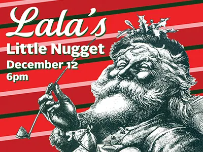 December Creative Mass announcement december metal cut pipe santa claus script vintage