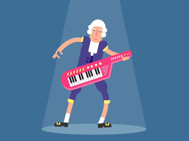 Motzart after animation bold classic effects graphics illustrator music play show