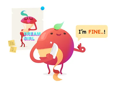 Mr.Apple apple design dream fruit girl illustration lose weight thin