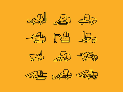 Construction machinery rental - 3 construction icon illustration illustrator logo machinery transport ui ux vector