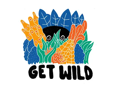 Get Wild daily doodle hand drawn hand type illustration jungle plants typography