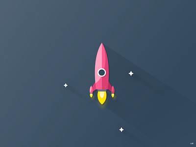 Rocket Boetoets flat illustration rocket shadow start