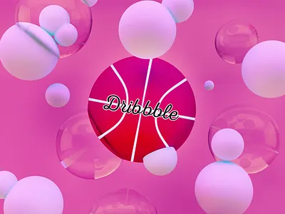 Hello Dribbble 3d bubbles debut gif illustration poster web
