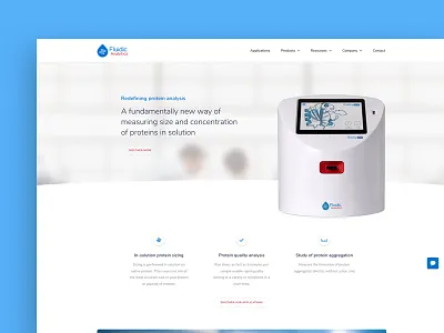 Web Design: Fluidic Analytics bioscience blue design life science science tech ui ux web website