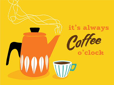 Coffee o'clock 1960s coffee illustration kitchen retro