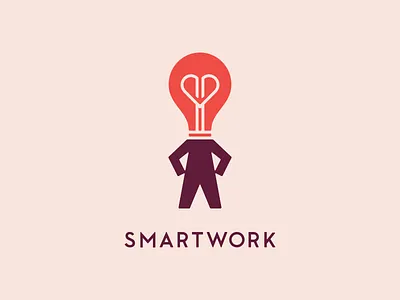 Smartwork body brand confidence confident heart identity lightbulb logo person smart woman work