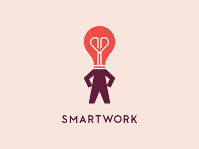 Smartwork body brand confidence confident heart identity lightbulb logo person smart woman work