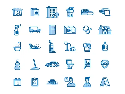 Cleaning Icons avatar calendar cleaning icon set iconography illustration vacuum