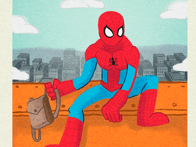 Spidey chalk city illustration marvel movie spiderman home coming young