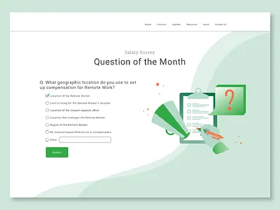 Question of the Month Landing Concept concept data design illustration landing page layout question salary survey