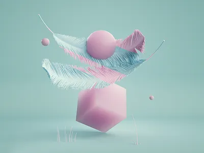 FEATHERSSS 3d abstract c4d feathers illustration minimal motiondesign octane pink popart render set