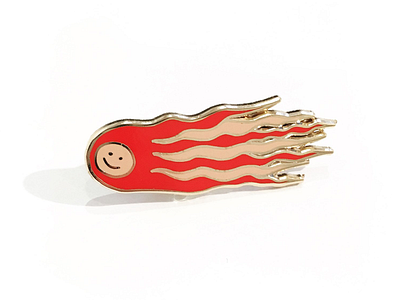 Lil Destroyer. asteroid destroyer enamel pin fire fireball happy smile