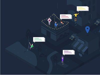 Human Layer 3d data illustration isometric people social media