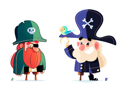 A? or B? animation character design concept art concept. illustration photoshop pirate