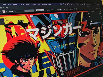 Work in progress “Super Classic Mechas” anime character design illustrator mazinger mechas poster retro tv show vectors