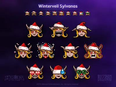 Winterveil Sylvanas Emojis blizzard emoji emote hots pixel ui video game