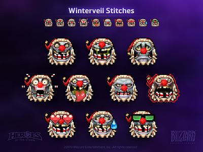 Winterveil Stitches Emoji blizzard emoji emote hots pixel ui video game