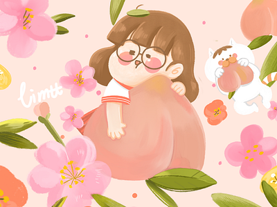 peach&girl illustration