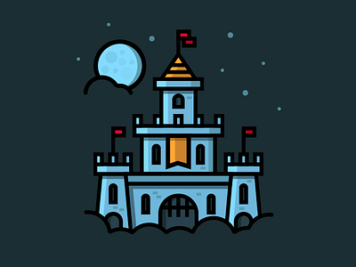 Night Sky Castle building castle cool drawing flat icon illustration knight medieval minimalism night sky