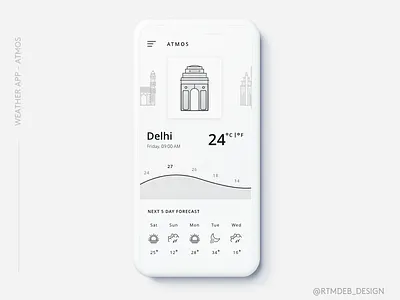 Weather App Minimalist grey iphonex minimalism mobile ui ux weather