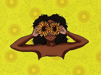 A motherf*cking ray of sunshine 1/3 drawing flowers girl illustration pattern sunflowers