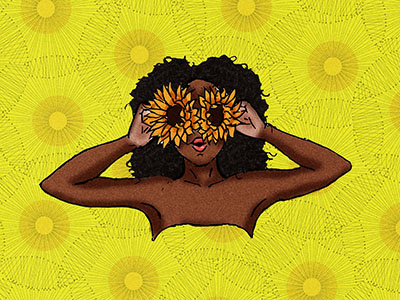 A motherf*cking ray of sunshine 1/3 drawing flowers girl illustration pattern sunflowers